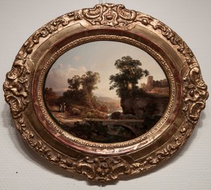 Italiaans landschap met brug door Károly Markó the Younger